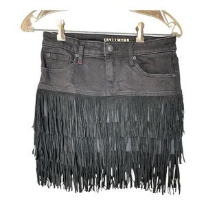 Idyllwind Black Mini Skirt with Fringe for Night Out